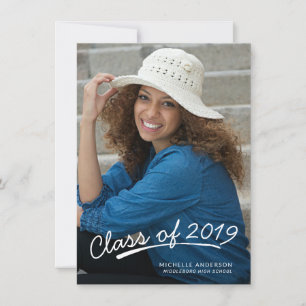 Afstuderen Casual White Script Fotoaankondiging Aankondiging