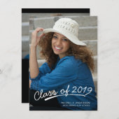 Afstuderen Casual White Script Fotoaankondiging Aankondiging (Voorkant / Achterkant)