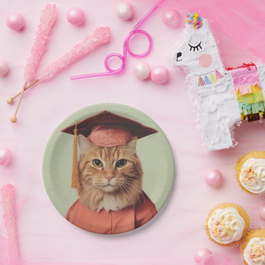 Afstuderen Cat Papieren Bordje (Feest)