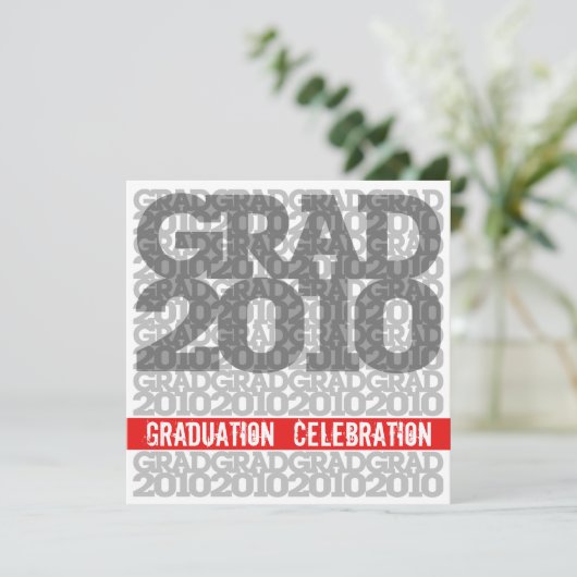 Afstuderen Celebration 2010 Font Red Invitation Kaart (Staand voorkant)