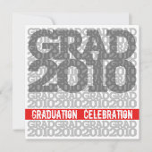 Afstuderen Celebration 2010 Font Red Invitation Kaart (Voorkant)