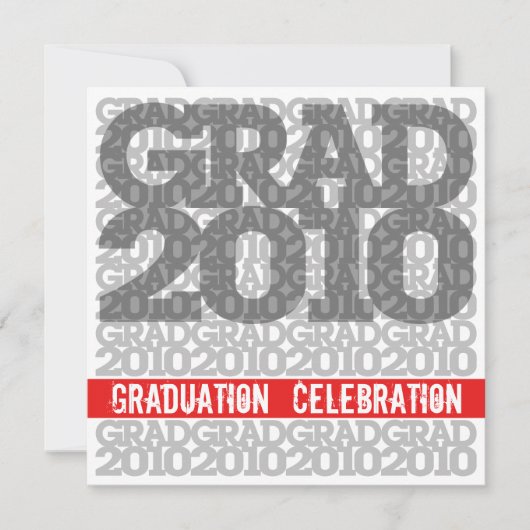 Afstuderen Celebration 2010 Font Red Invitation Kaart (Voorkant)