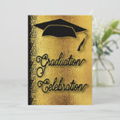 Afstuderen Celebration Afstudeerder Party Faux Gol Kaart (Staand voorkant)