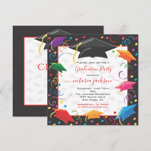 Afstuderen Celebration Party Invitation Kaart (Voorkant / Achterkant)