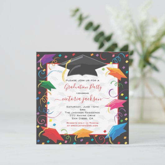 Afstuderen Celebration Party Invitation Kaart (Staand voorkant)