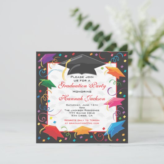 Afstuderen Celebration Party Invitation Kaart (Staand voorkant)