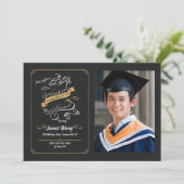 Afstuderen Celebration Photo Invitation Kaart (Staand voorkant)