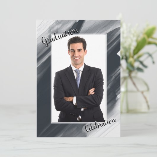 Afstuderen Celebration Photo Invitation Kaart (Staand voorkant)