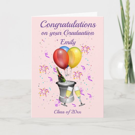 Afstuderen Celebration Pink Kaart (Voorkant)