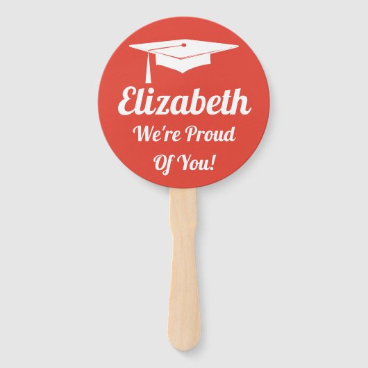 Afstuderen ceremonie feest schreeuwen handwaaier (Achterkant)