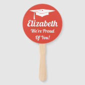 Afstuderen ceremonie feest schreeuwen handwaaier (Voorkant)