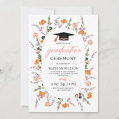 Afstuderen Ceremonie Wildflowers Roze Zwart Pet Kaart (Voorkant)