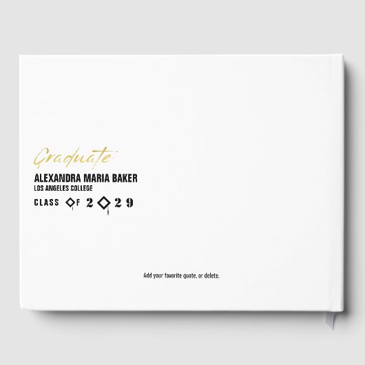 Afstuderen Ceremony Bash Party Sign in Black White Gastenboek (Achterkant)