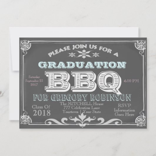 Afstuderen Chalkboard BBQ-uitnodigingen Kaart (Voorkant)