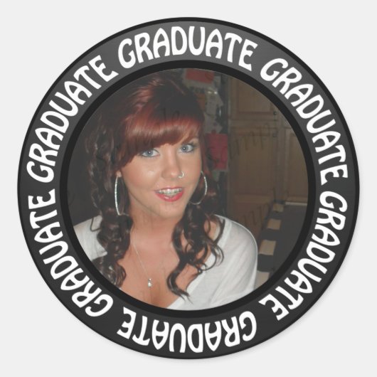 Afstuderen Chalkboard Circle Uw foto toevoegen Ronde Sticker (Voorkant)