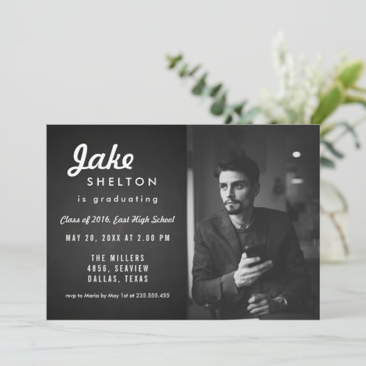Afstuderen Chalkboard Foto Kaart (Staand voorkant)