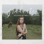 Afstuderen Champagne Foto Aangepast Sparkling Wijnetiket (Enkel label)