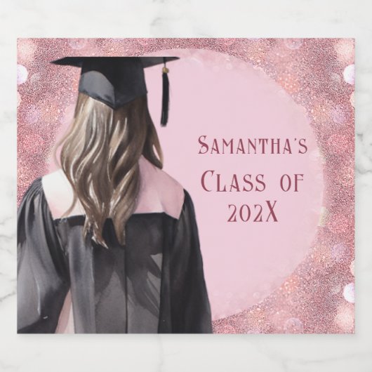 Afstuderen Champagne Gepersonaliseerde labels Sparkling Wijnetiket (Enkel label)