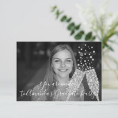 Afstuderen Champaigne Glass Bubbles Foto grijs Kaart (Staand voorkant)