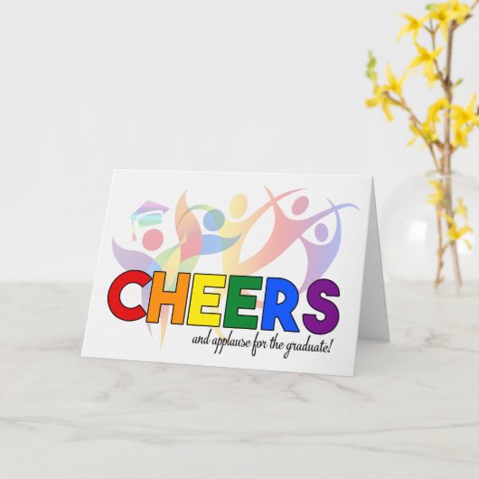 Afstuderen Cheers en Applaus LGBT Rainbow Theme Kaart (Gele Bloem)