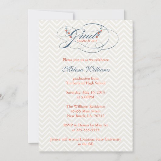 Afstuderen Chevron & Flowers Kaart (Voorkant)