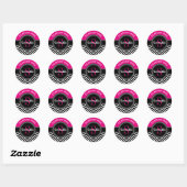 Afstuderen Chevron Monogram Hot Roze en Zwart Ronde Sticker (Vel)