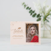 Afstuderen Chic Afstudeerder Aankondiging Roos Gou Briefkaart (Staand voorkant)