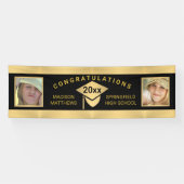 Afstuderen Chic Gold Gefeliciteerd Foto Spandoek (Horizontaal)