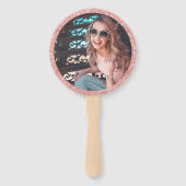 Afstuderen Chic Roos Goud Roze Afstuderen Foto Handwaaier (Achterkant)