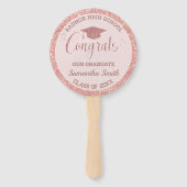 Afstuderen Chic Roos Goud Roze Afstuderen Foto Handwaaier (Voorkant)