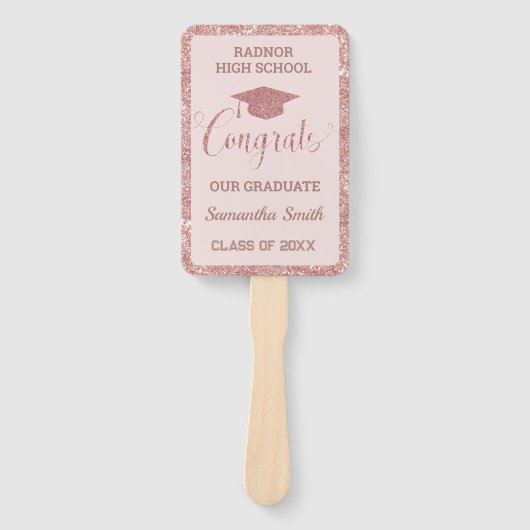 Afstuderen Chic Roos Goud Roze Afstuderen foto Handwaaier (Voorkant)