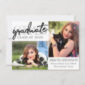 Afstuderen chic script | Eenvoudige 2 foto Keepsak Kaart (Voorkant)