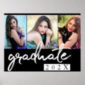 Afstuderen chic script | Eenvoudige 3 foto Keepsak Poster (Voorkant)