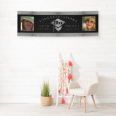 Afstuderen Chic Silver Gefeliciteerd Foto Spandoek (Insitu)