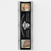 Afstuderen Chic Silver Gefeliciteerd Foto Spandoek (Verticaal)