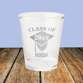 Afstuderen Chic Silver Mortarboard Reunion Shot Glas