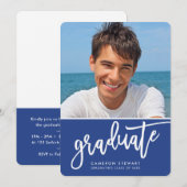 AFSTUDEREN chique foto eenvoudig script koninklijk Bedankkaart (Voorkant / Achterkant)