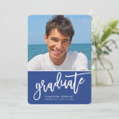 AFSTUDEREN chique foto eenvoudig script koninklijk Bedankkaart (Staand voorkant)