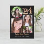 Afstuderen Circle Black Klasse van 2024 Afdrukbaar Kaart (Staand voorkant)