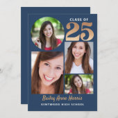 Afstuderen Circle Blue Class van 2025 Printable Kaart (Voorkant / Achterkant)