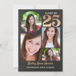 Afstuderen Circle Gold Chalk Class of 2025 Printab Kaart