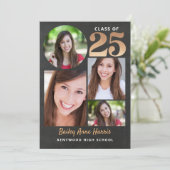 Afstuderen Circle Gold Chalk Class of 2025 Printab Kaart (Staand voorkant)
