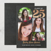 Afstuderen Circle Gold Chalk Class of 2025 Printab Kaart (Voorkant / Achterkant)