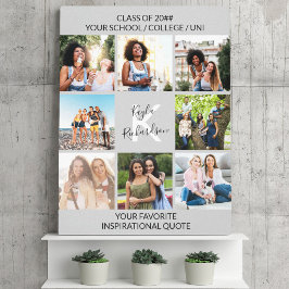 Afstuderen Citaat 8 Foto Collage Monogrammed Gray Canvas Afdruk