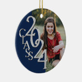 Afstuderen Class 2020 foto blauw zilver Keramisch Ornament (Rechts)