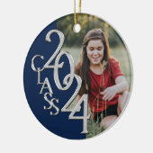 Afstuderen Class 2020 foto blauw zilver Keramisch Ornament (Links)