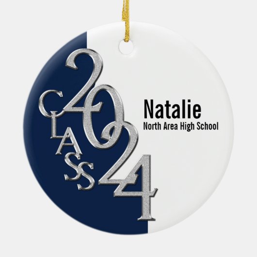 Afstuderen Class 2020 foto blauw zilver Keramisch Ornament (Achterkant)