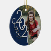 Afstuderen Class 2021 foto blauw zilver Keramisch Ornament (Rechts)