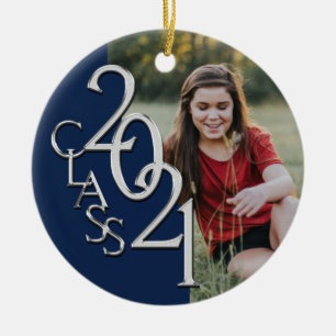 Afstuderen Class 2021 foto blauw zilver Keramisch Ornament