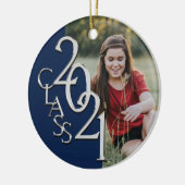 Afstuderen Class 2021 foto blauw zilver Keramisch Ornament (Links)